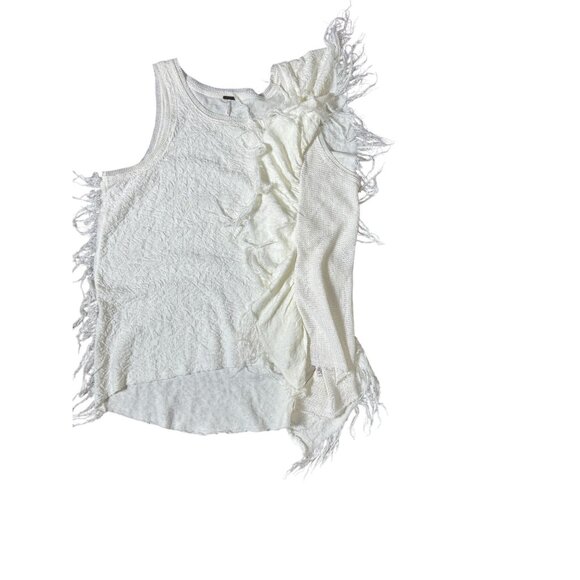NEW Free People M Ivory Textured Fringe Knit Tank Top Sweater Boho Chic Design - Picture 9 of 15